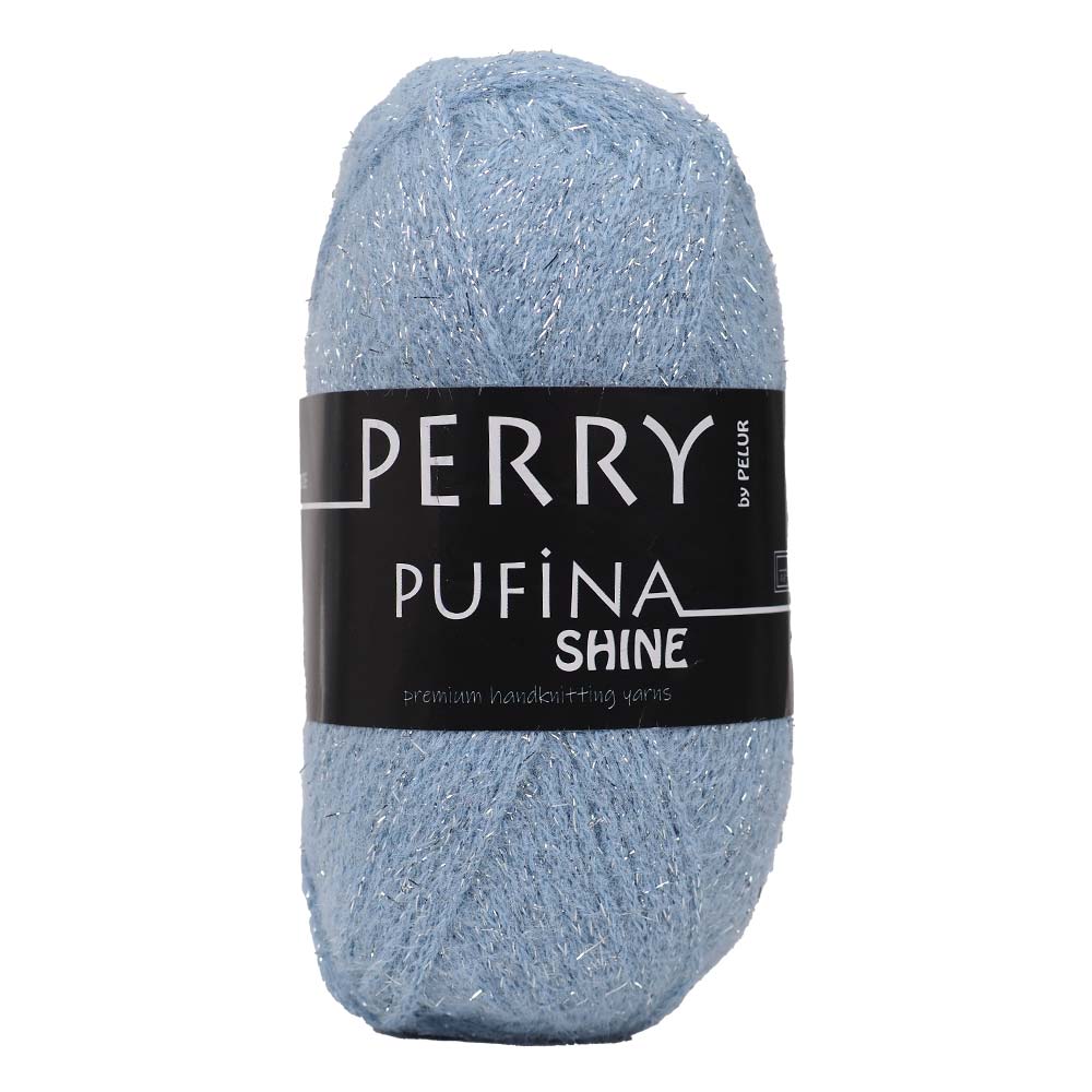 Perry Pufina Shine Simli Mavi - Gümüş Sim 3 Perry Pufina Shine Simli Mavi - Gümüş Sim