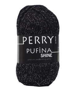 Perry Pufina Shine Simli Siyah - Gümüş Sim