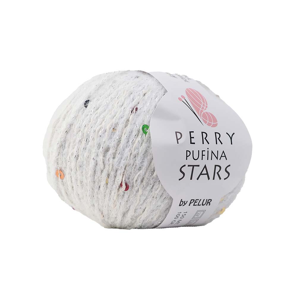 Perry Pufina Stars Beyaz - Renkli Pul 3 Perry Pufina Stars Beyaz - Renkli Pul