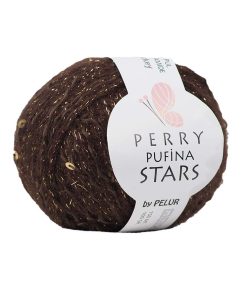 Perry Pufina Stars Koyu Kahve - Gold Pul