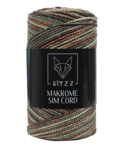 Makrome Sim Cord 2 MM Yeşil Kahve Bej