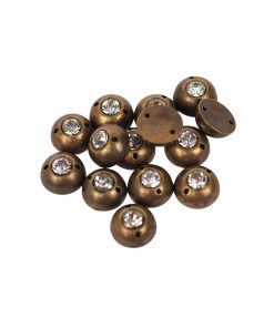 Taşlı Üstten Dikme Oval Boncuk (10 Adet)