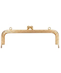 Delikli Vintage Metal Çanta Bursu 20.5 CM Gold
