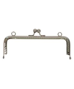 Delikli Vintage Metal Çanta Bursu 18 CM Gümüş